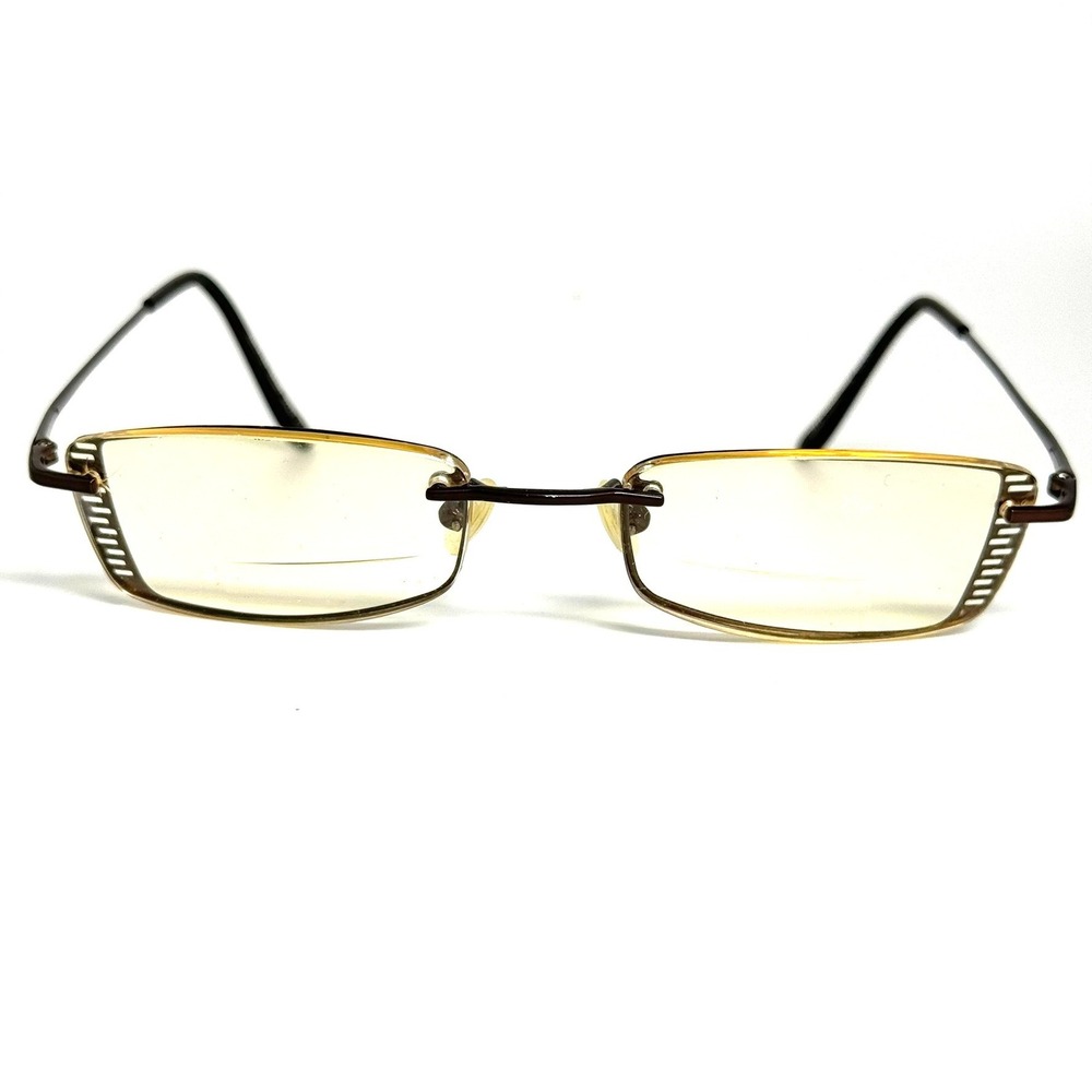 Norma Kamali 7236 Brown Eyeglass Frames Semi Rimless Rectangular Eyewear